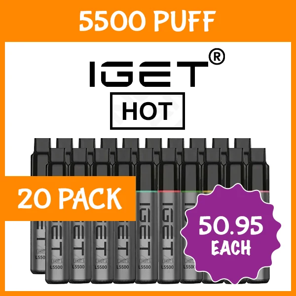20 Pack – IGET Hot – 5500 Puffs wholesale pack - 20 pack · 5,500 puffs