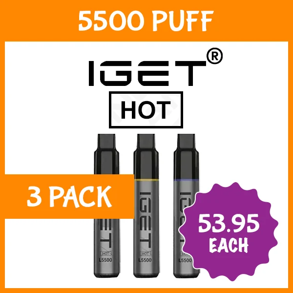 3 Pack – IGET Hot – 5500 Puffs wholesale pack - 3 pack · 5,500 puffs