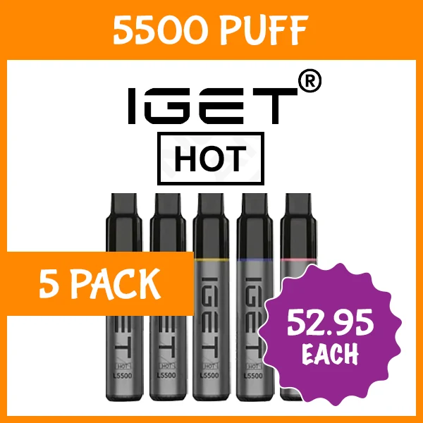 5 Pack – IGET Hot – 5500 Puffs wholesale pack - 5 pack · 5,500 puffs