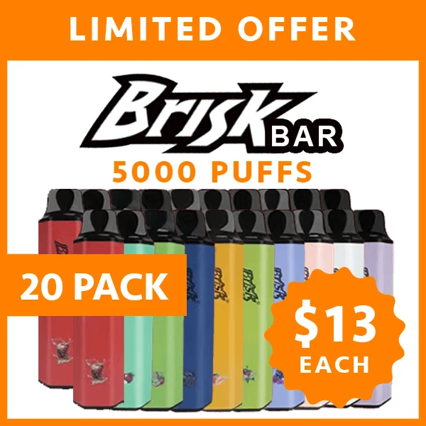 Brisk Bar – 5000 Puffs – 20 Pack wholesale pack - 20 pack · 5,000 puffs
