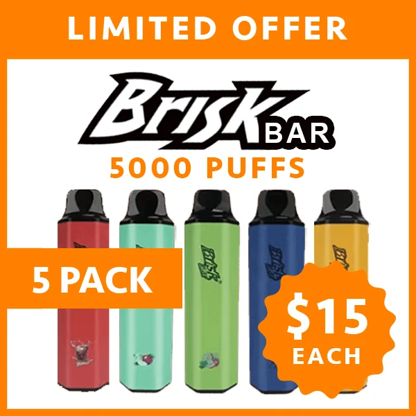 Brisk Bar – 5000 Puffs – 5 Pack wholesale pack - 5 pack · 5,000 puffs