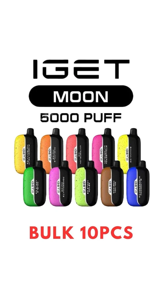 Bulk 10 PCS – IGET Moon 5000 Puffs – Can Mix Flavours wholesale pack - 10 pcs · 5,000 puffs