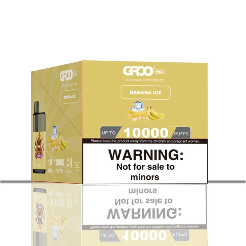 GROO Max–Banana Ice–10 Pack Bulk wholesale pack - 10 pack · Up to 10,000 puffs each
