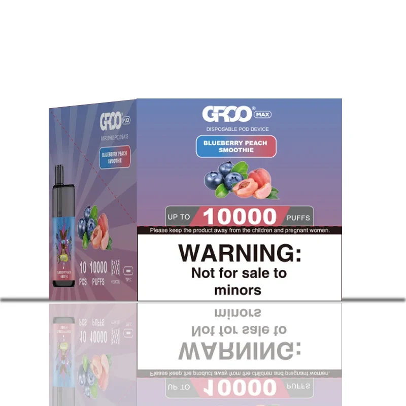 GROO Max–Blueberry Peach Smoothie–10 Pack Bulk wholesale pack - 10 pack · Up to 10,000 puffs each