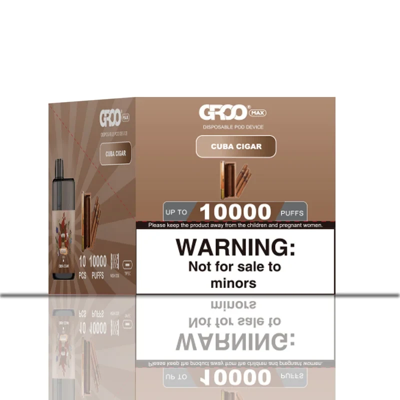 GROO Max–Cuba Cigar–10 Pack Bulk wholesale pack - 10 pack · Up to 10,000 puffs each