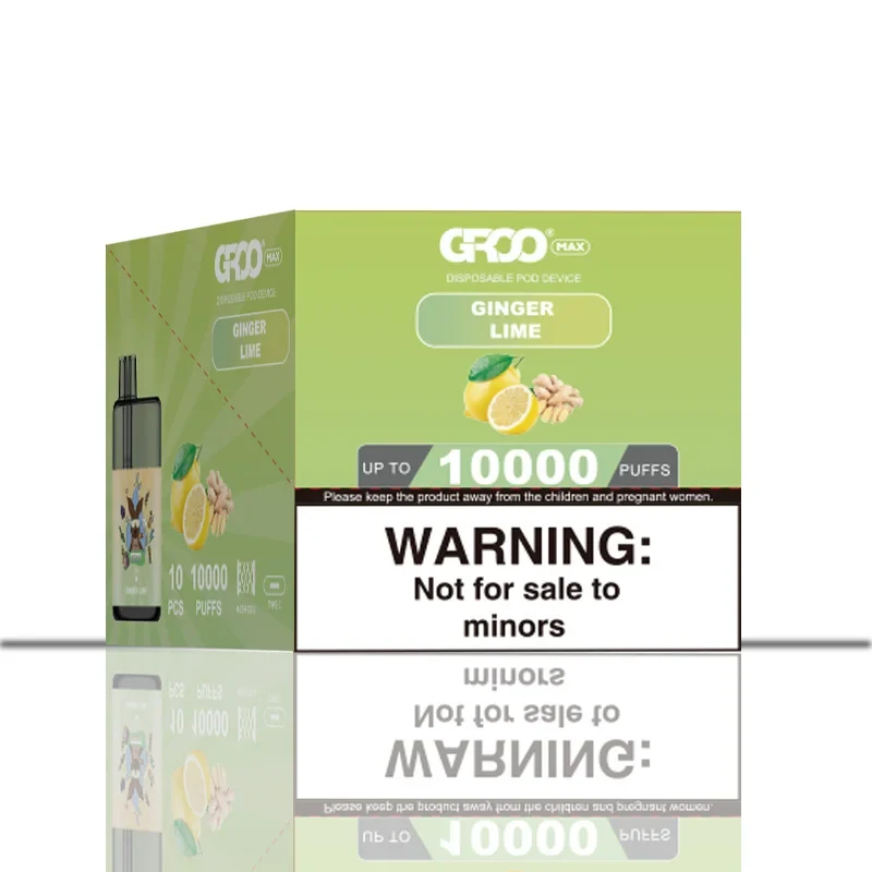 GROO Max–Ginger Lime–10 Pack Bulk wholesale pack - 10 pack · Up to 10,000 puffs each