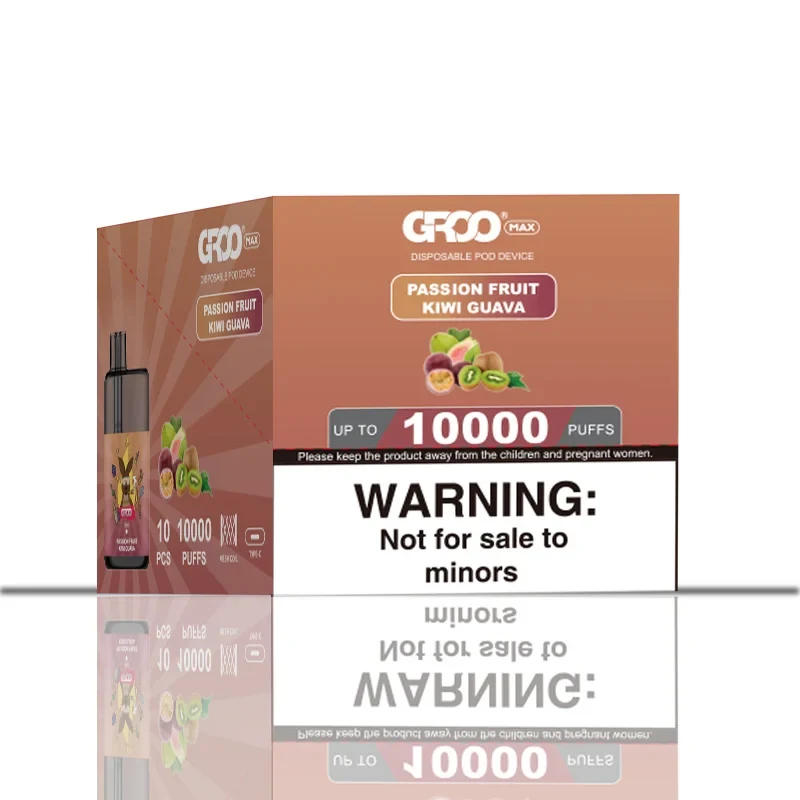 GROO Max–Passion Fruit Kiwi Guava–10 Pack Bulk wholesale pack - 10 pack · Up to 10,000 puffs each