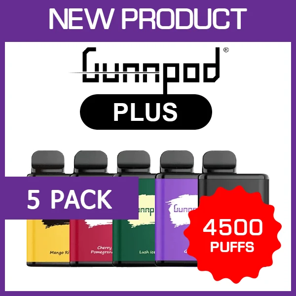 Gunnpod Plus – 4500 Puffs – 5 Pack wholesale pack - 5 pack · 4,500 puffs