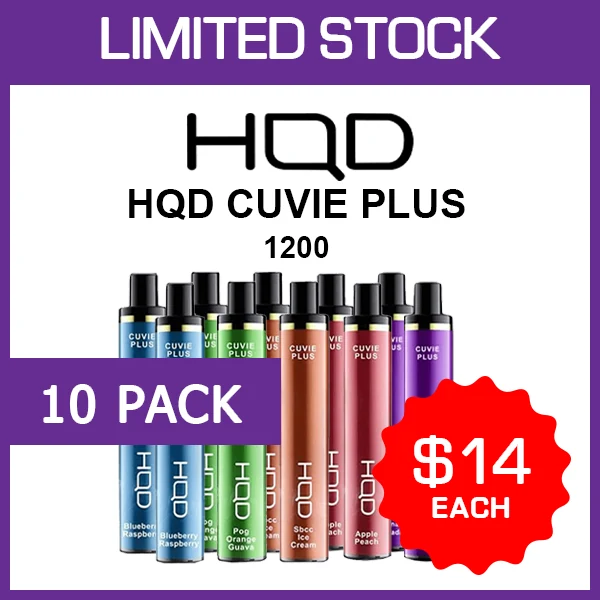 HQD Cuvie Plus – 1200 Puffs – 10 Pack wholesale pack - 10 pack · 1,200 puffs
