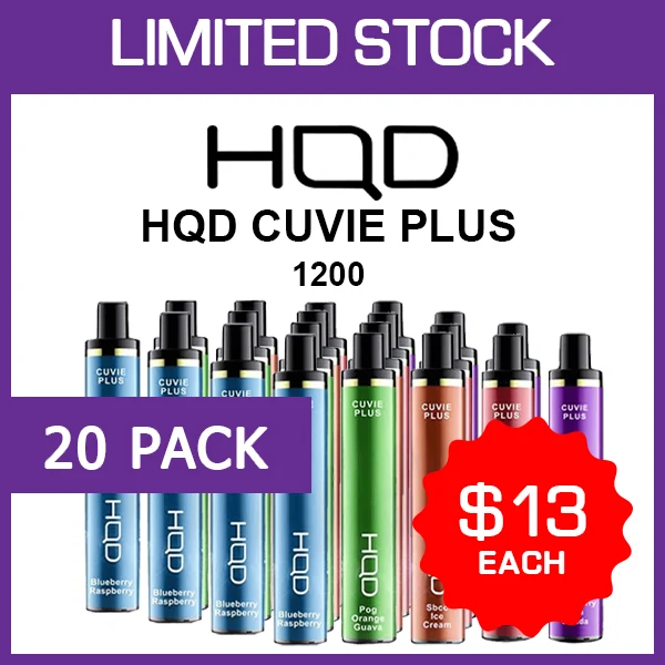 HQD Cuvie Plus – 1200 Puffs – 20 Pack wholesale pack - 20 pack · 1,200 puffs