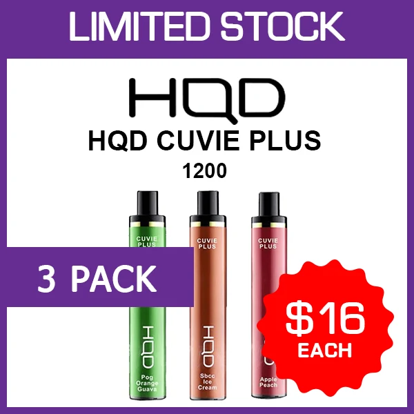 HQD Cuvie Plus – 1200 Puffs – 3 Pack wholesale pack - 3 pack · 1,200 puffs