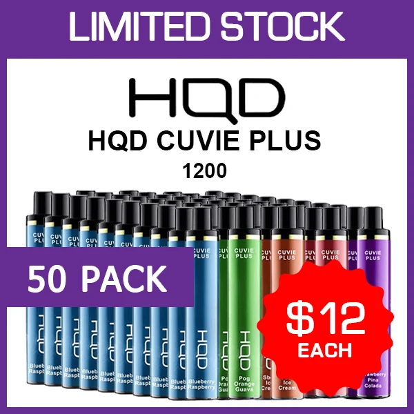 HQD Cuvie Plus – 1200 Puffs – 50 Pack wholesale pack - 50 pack · 1,200 puffs
