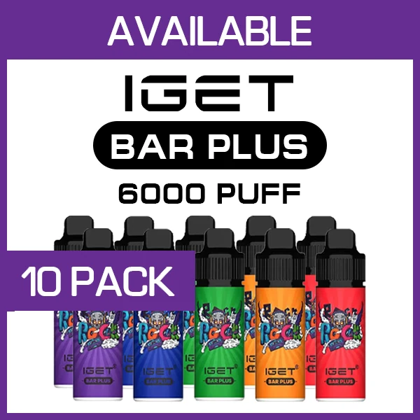 IGET Bar Plus Kit – 6000 Puffs – 10 Pack wholesale pack - 10 pack · 6,000 puffs