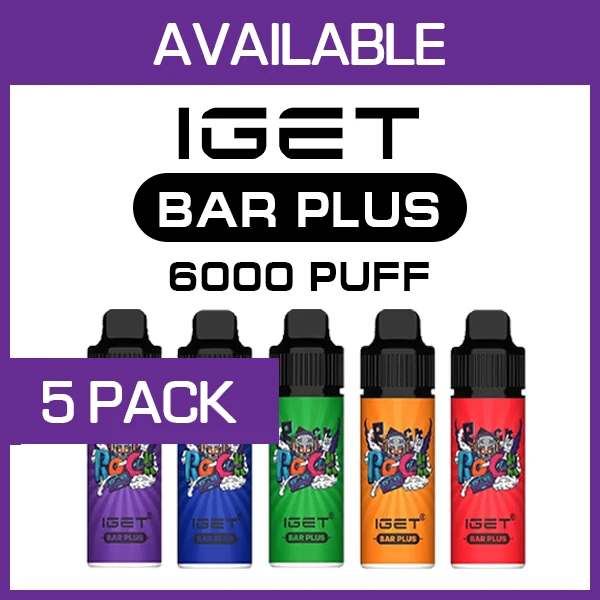 IGET Bar Plus Kit – 6000 Puffs – 5 Pack wholesale pack - 5 pack · 6,000 puffs
