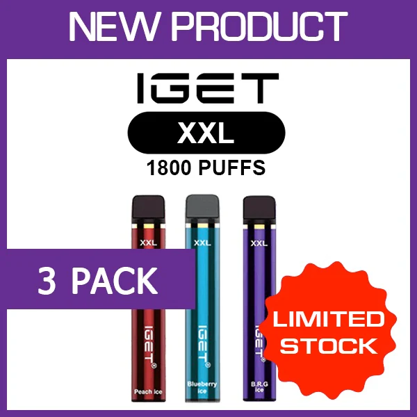 IGET XXL – 1800 Puffs – 3 Pack wholesale pack - 3 pack · 1,800 puffs